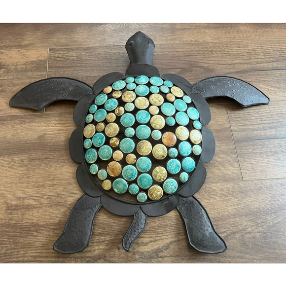 Vintage Turtle metal faux stone decorative wall hanging - Picture 1 of 7